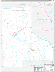 Jefferson Davis County Wall Map Premium Style 2026